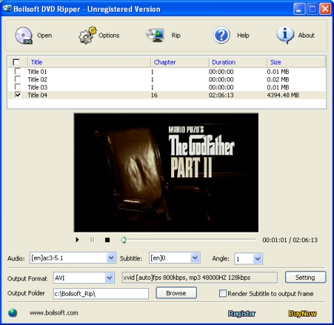 Boilsoft DVD Ripper screen shot