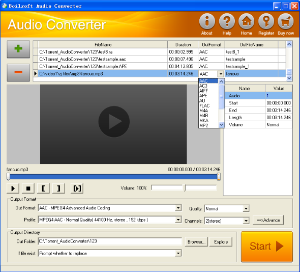 convert mp3 to aac