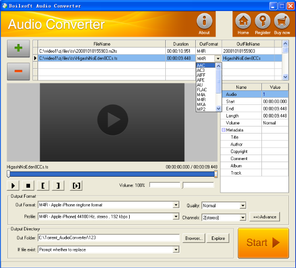 convert ts to flac