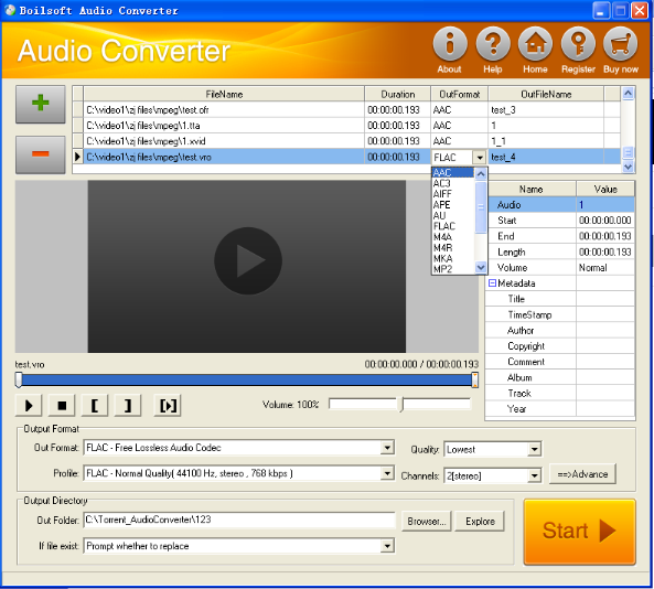 convert vro to flac
